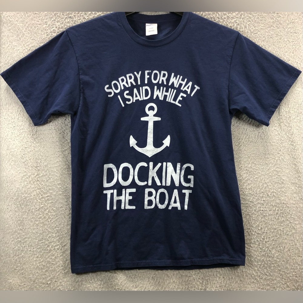 Port and Company Graphic T-shirt Men Medium Blue